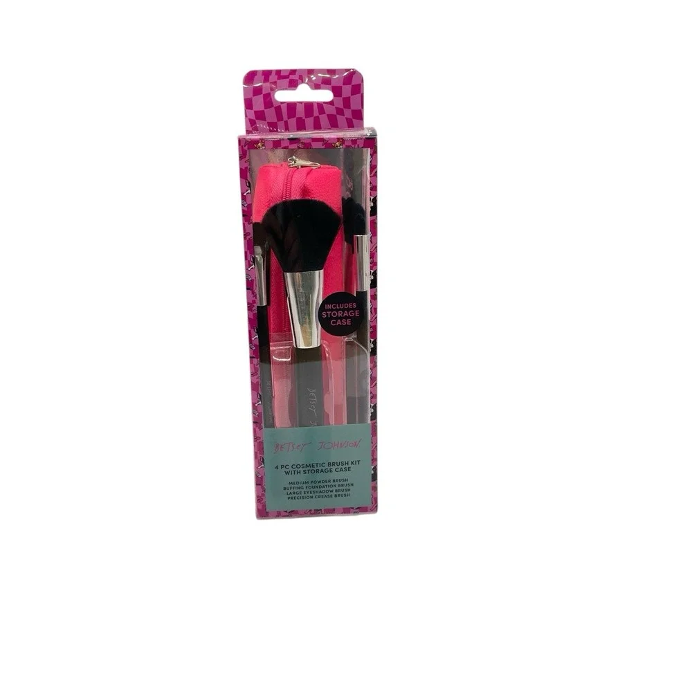 New Betsey Johnson Makeup Brush Kit & Hot Pink Travel‎ Case
